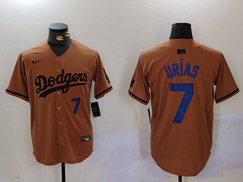 Men Los Angeles Dodgers #7 Urias army green joint name 2024 Nike MLB Jersey style 5->->